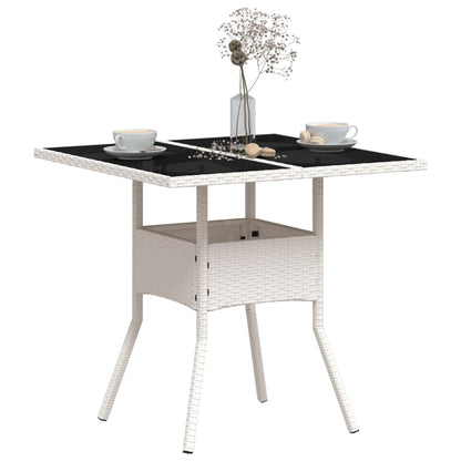 Mesa De Jardín Superficie De Vidrio Ratán Pe 80X80X75 Cm