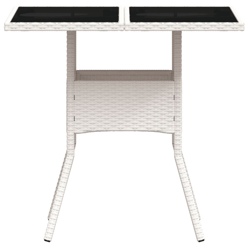 Mesa De Jardín Superficie De Vidrio Ratán Pe 80X80X75 Cm