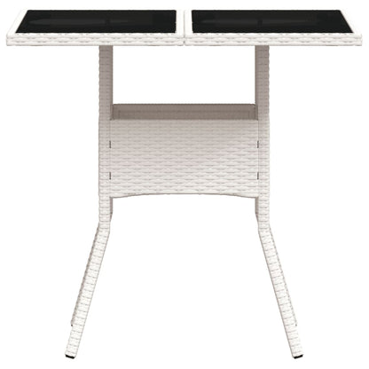 Mesa De Jardín Superficie De Vidrio Ratán Pe 80X80X75 Cm