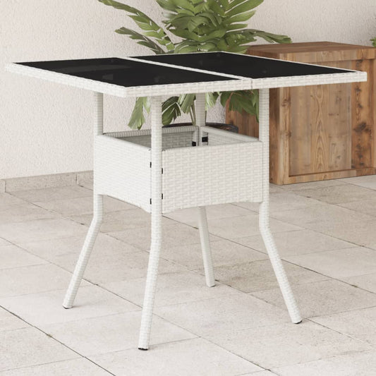 Mesa De Jardín Superficie De Vidrio Ratán Pe 80X80X75 Cm