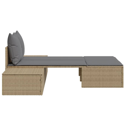 Tumbona Doble Con Cojines Ratán Sintético Beige