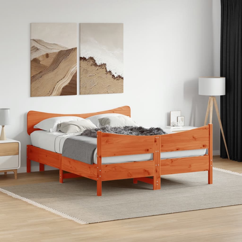 Estructura De Cama Sin Colchón Madera Maciza De Pino