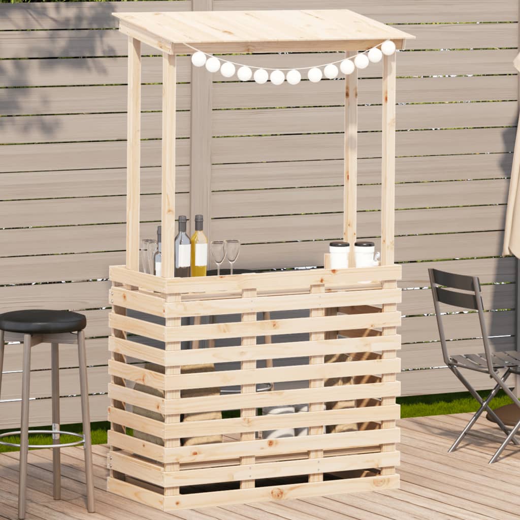 Mesa Alta Bar De Jardín Madera Maciza Marrón