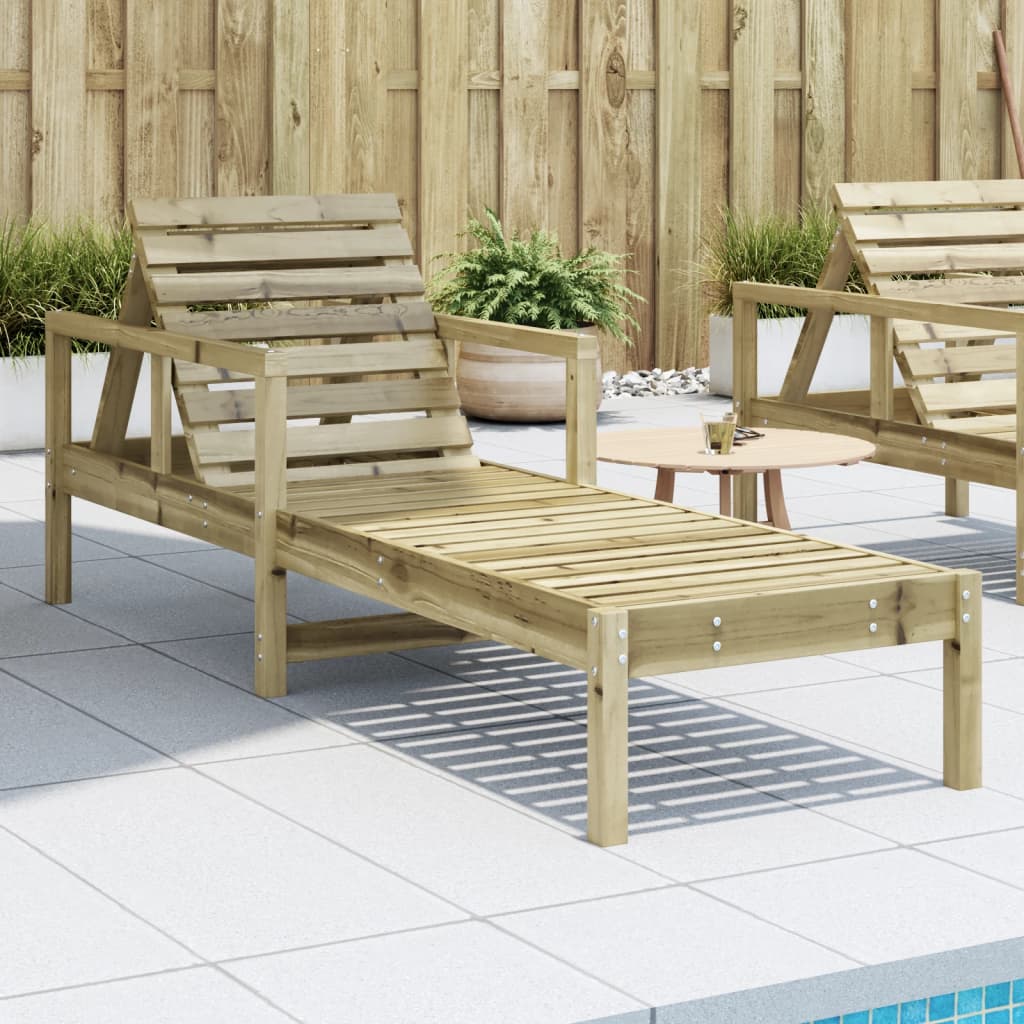 Tumbona De Madera De Pino Impregnada 199,5X62X55 Cm