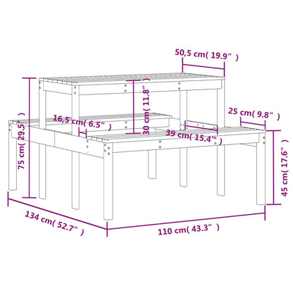 Mesa De Pícnic Madera Pino Impregnada 110X134X75 Cm