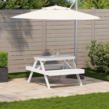 Mesa De Pícnic Madera Maciza De Pino 105X134X75 Cm