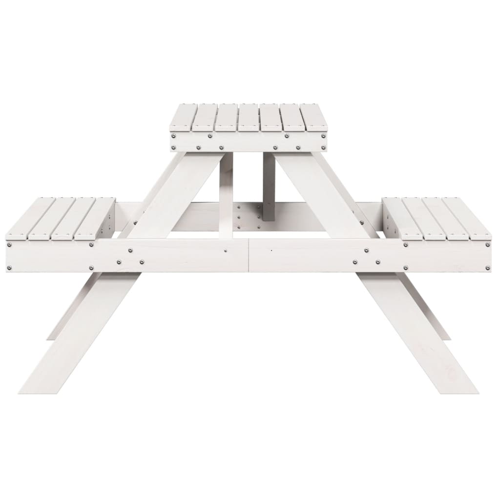 Mesa De Pícnic Madera Maciza De Pino 105X134X75 Cm