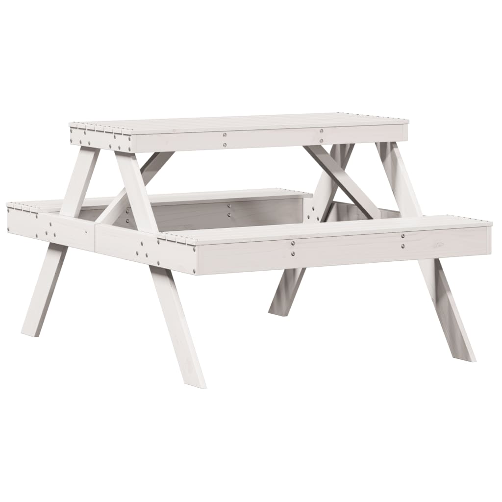 Mesa De Pícnic Madera Maciza De Pino 105X134X75 Cm