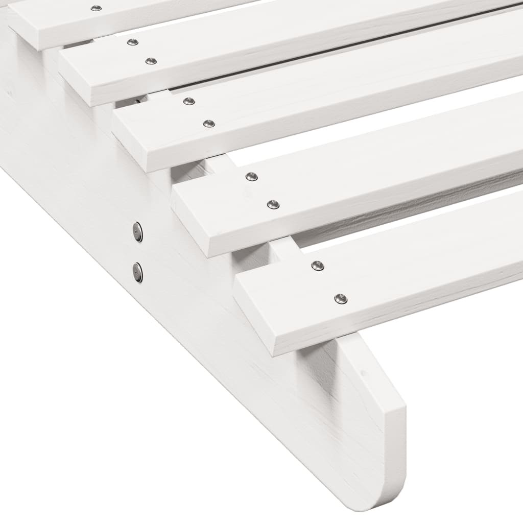 Tumbona De Madera Maciza De Pino Blanca 205X60X31,5 Cm