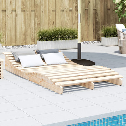 Tumbona De Madera Maciza De Pino Blanca 205X60X31,5 Cm