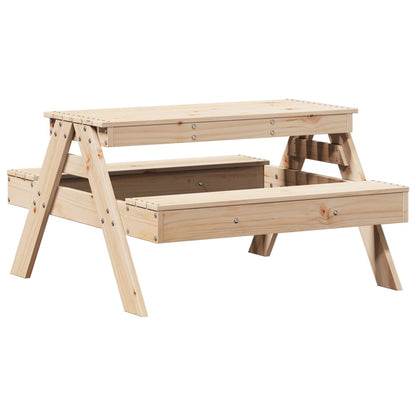 Mesa De Picnic Para Niños Madera Maciza De Pino 88X97X52 Cm