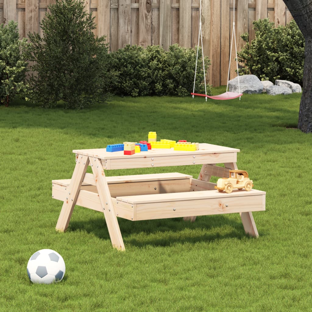 Mesa De Picnic Para Niños Madera Maciza De Pino 88X97X52 Cm