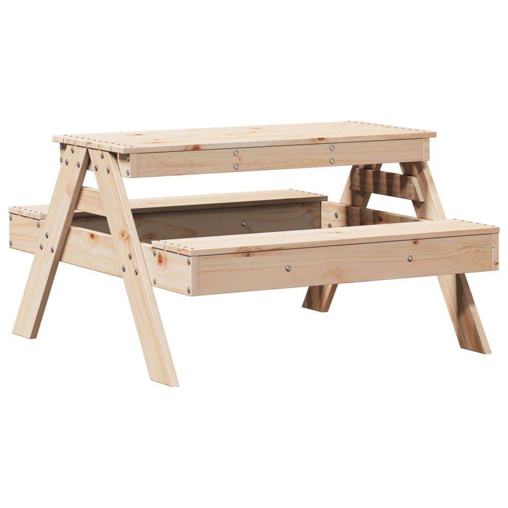 Mesa De Picnic Para Niños Madera Maciza De Pino 88X97X52 Cm