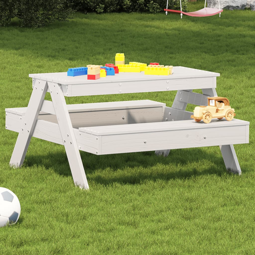Mesa De Picnic Para Niños Madera Maciza De Pino 88X97X52 Cm
