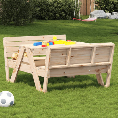 Mesa De Pícnic Para Niños Madera Maciza Pino 88X122X58Cm