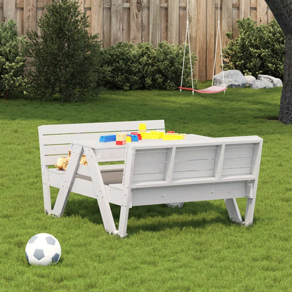 Mesa De Pícnic Para Niños Madera Maciza Pino 88X122X58Cm
