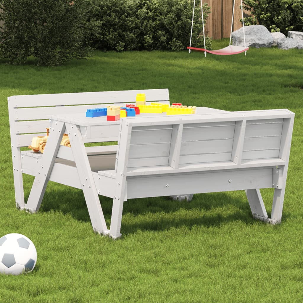 Mesa De Pícnic Para Niños Madera Maciza Pino 88X122X58Cm