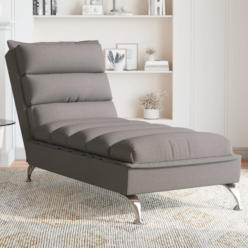 Sofá Diván Con Cojines Tela Gris Taupe