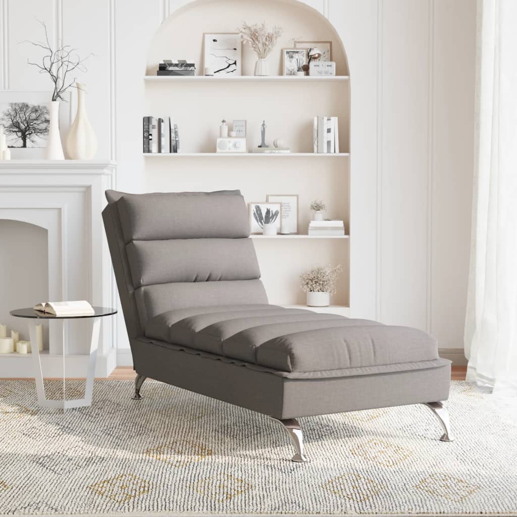 Sofá Diván Con Cojines Tela Gris Taupe