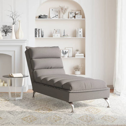 Sofá Diván Con Cojines Tela Gris Taupe