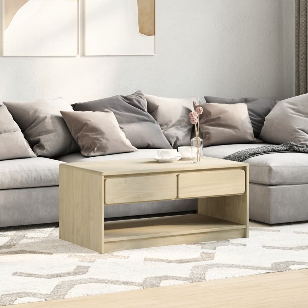 Mesa De Centro Sauda Madera Maciza Pino Color Roble 99X55X45 Cm