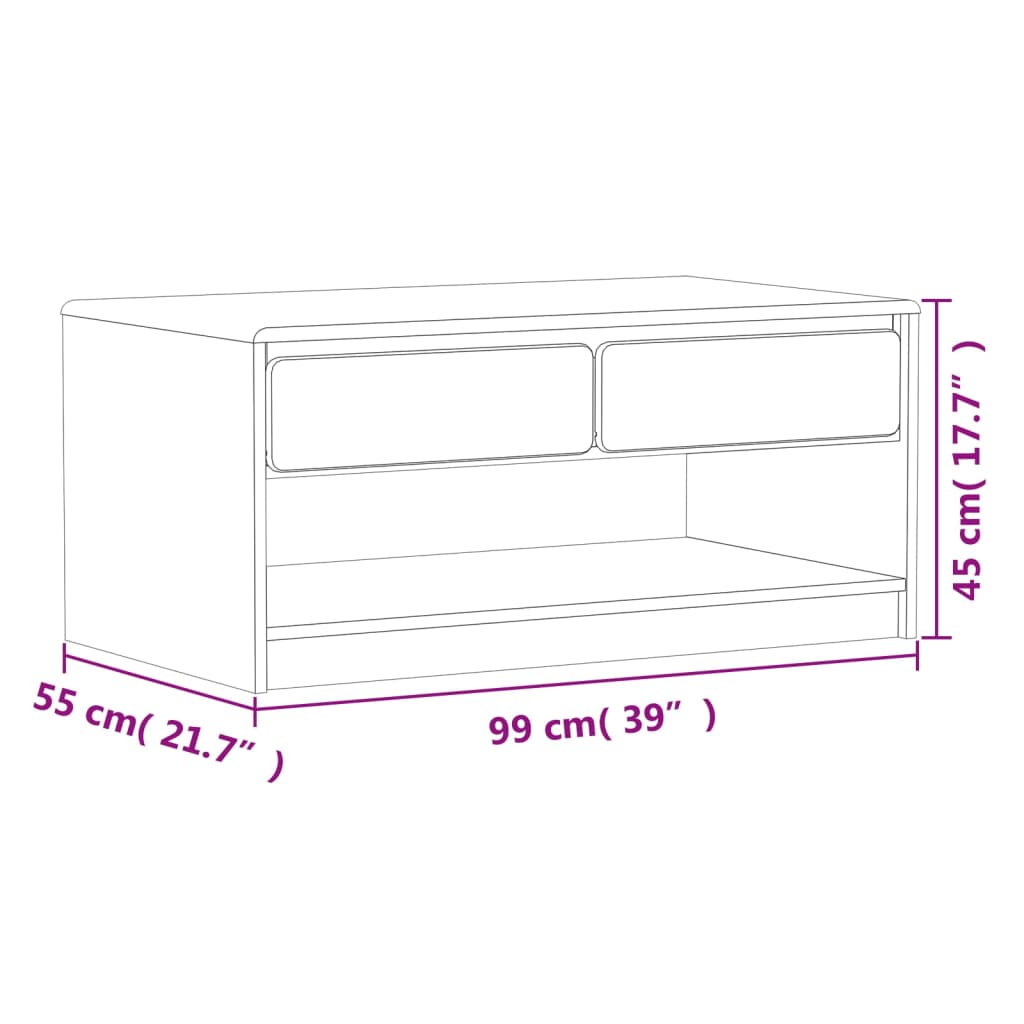 Mesa De Centro Sauda Madera Maciza Pino Color Roble 99X55X45 Cm