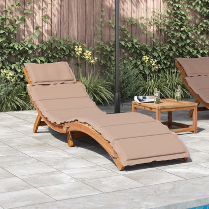 | Tumbona | Con Cojín Taupe 55 X 184 X 64Cm Madera De Acacia Sólida