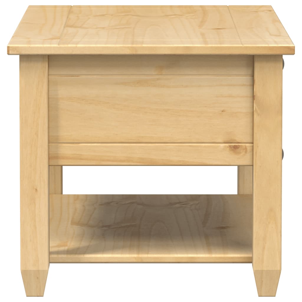 Mesa De Centro Cajones Corona Madera Maciza De Pino 85X50X45 Cm