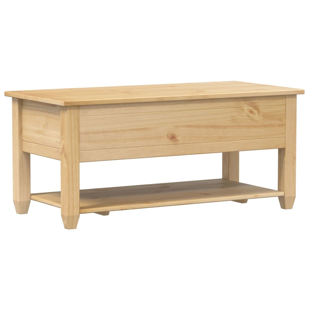 Mesa De Centro Cajones Corona Madera Maciza Pino 100X48X45 Cm