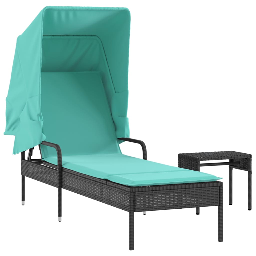Tumbona Con Toldo Y Mesa, De Poliratán