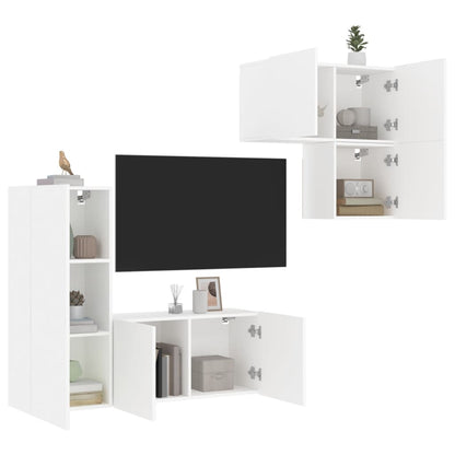 Mueble De Tv 4 Pcs Roble Artesanal Madera De Ingeniería
