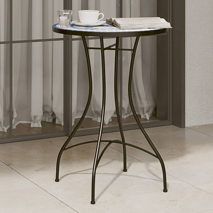 Mesa De Bistró De Mosaico Cerámica Y Blanco Ø