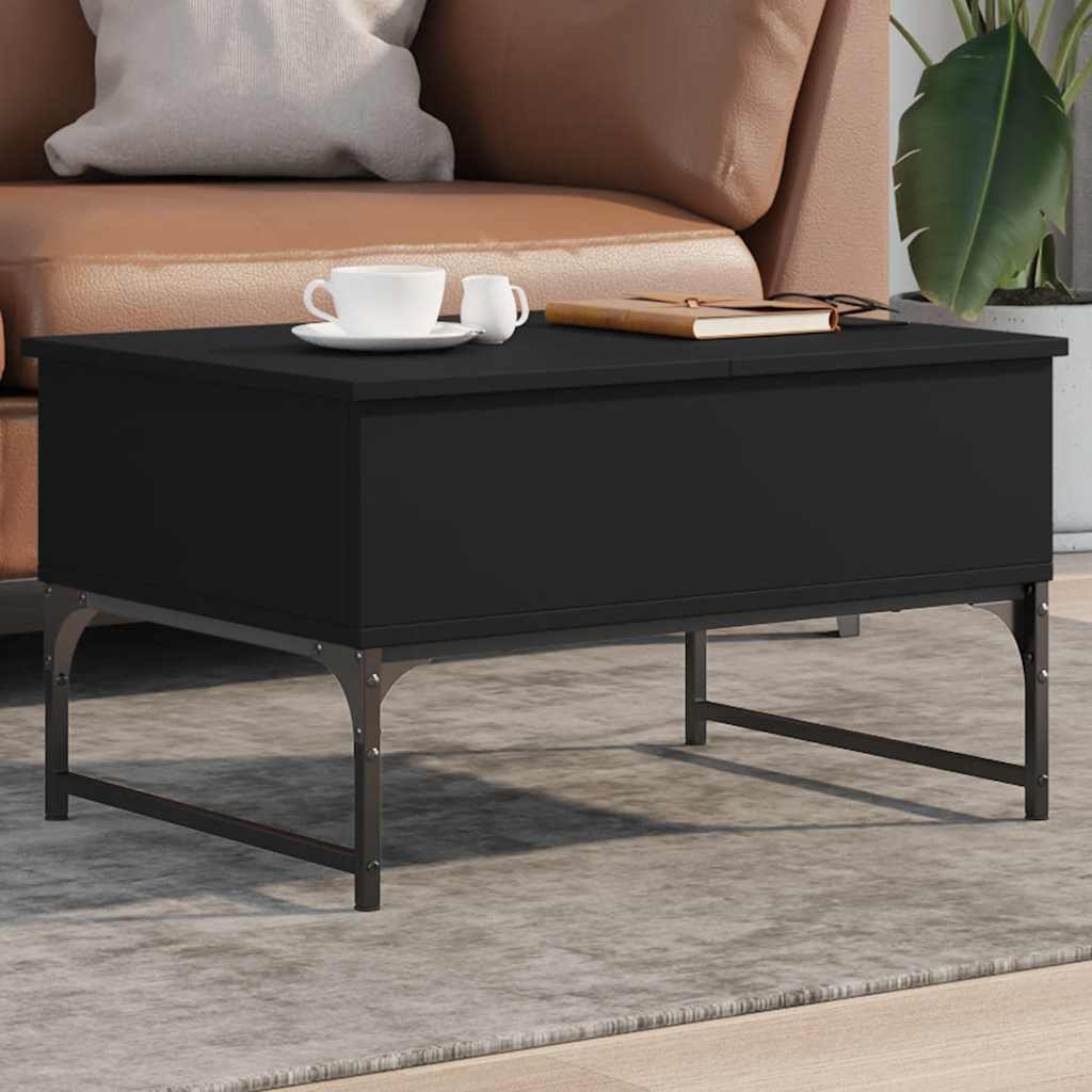 Mesa De Centro De Madera De Ingeniería Y Metal Roble Humo