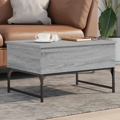 Mesa De Centro De Madera De Ingeniería Y Metal Roble Humo