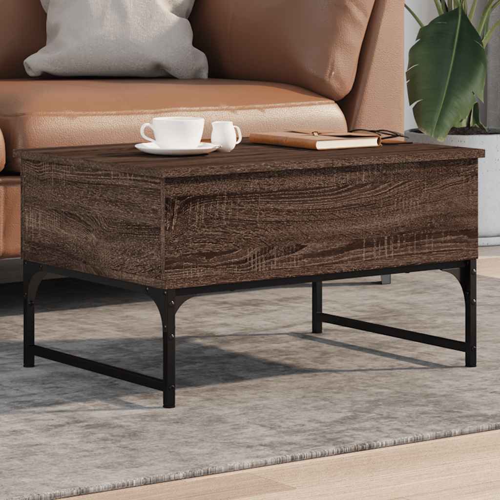 Mesa De Centro De Madera De Ingeniería Y Metal Roble Humo