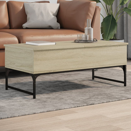 Mesa De Centro De Madera De Ingeniería Y Metal Roble Humo