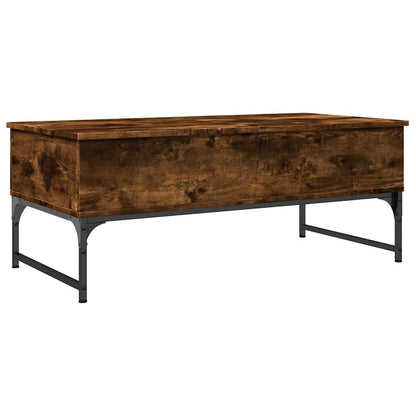 Mesa De Centro De Madera De Ingeniería Y Metal Roble Humo