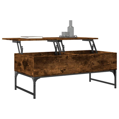 Mesa De Centro De Madera De Ingeniería Y Metal Roble Humo