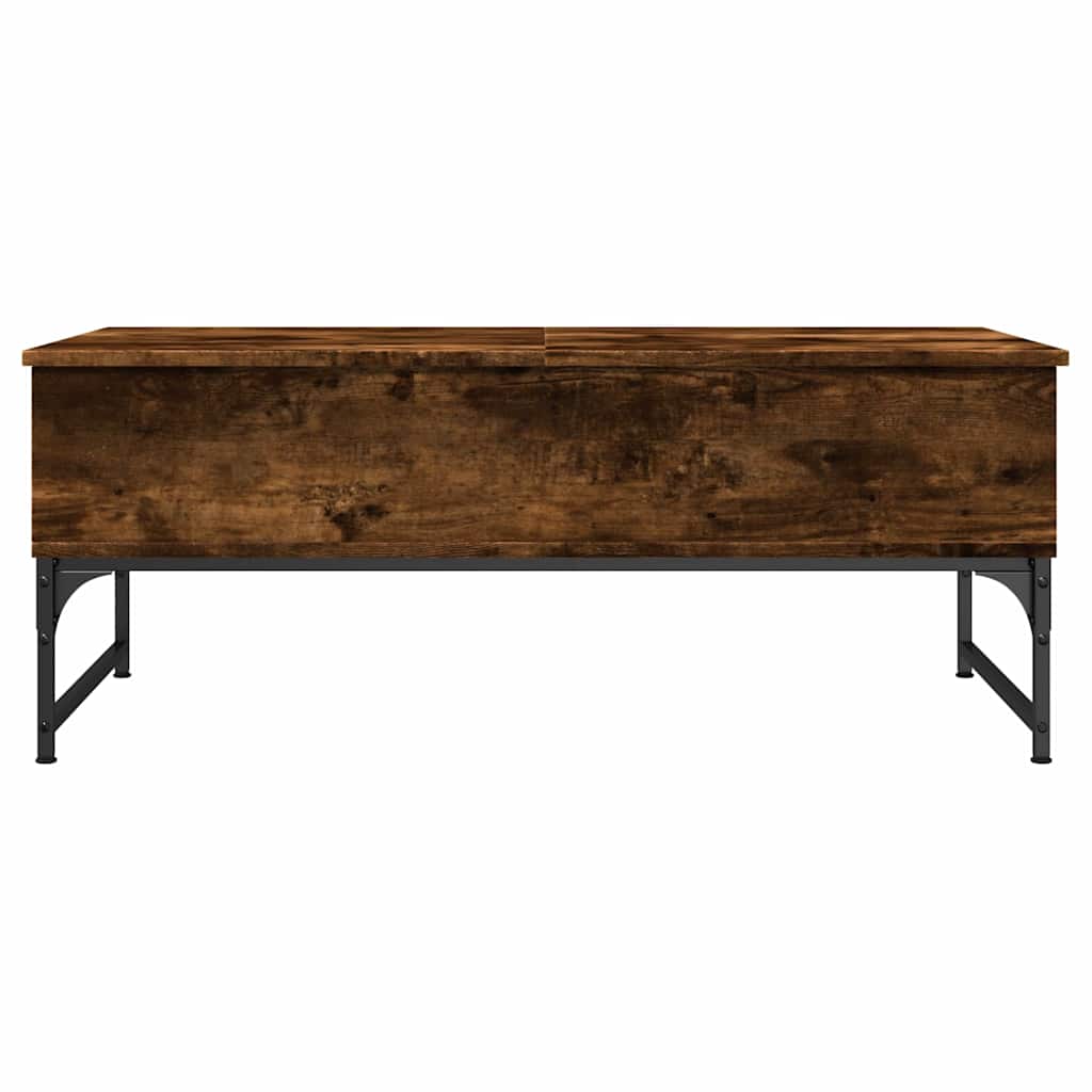Mesa De Centro De Madera De Ingeniería Y Metal Roble Humo