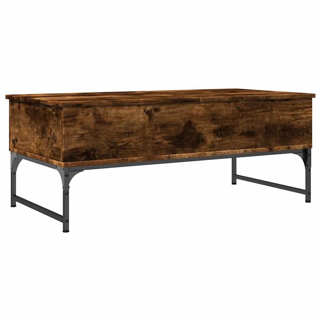 Mesa De Centro De Madera De Ingeniería Y Metal Roble Humo