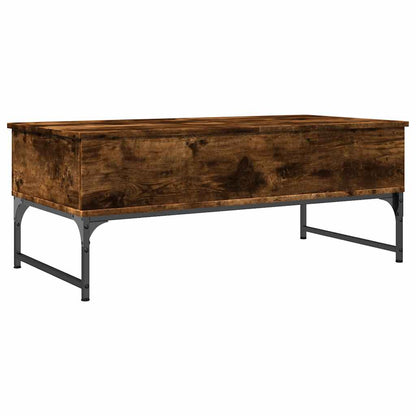 Mesa De Centro De Madera De Ingeniería Y Metal Roble Humo