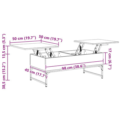 Mesa De Centro De Madera De Ingeniería Y Metal Roble Humo