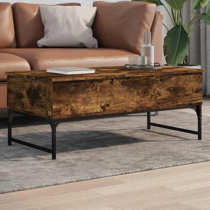 Mesa De Centro De Madera De Ingeniería Y Metal Roble Humo