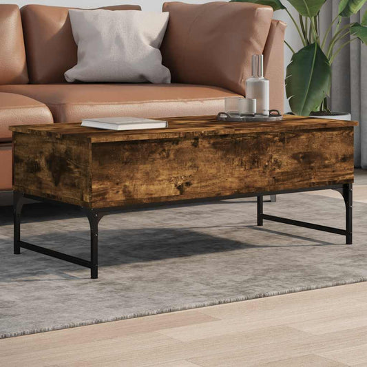 Mesa De Centro De Madera De Ingeniería Y Metal Roble Humo