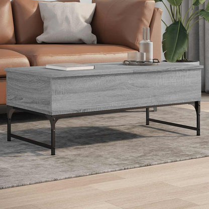 Mesa De Centro De Madera De Ingeniería Y Metal Roble Humo