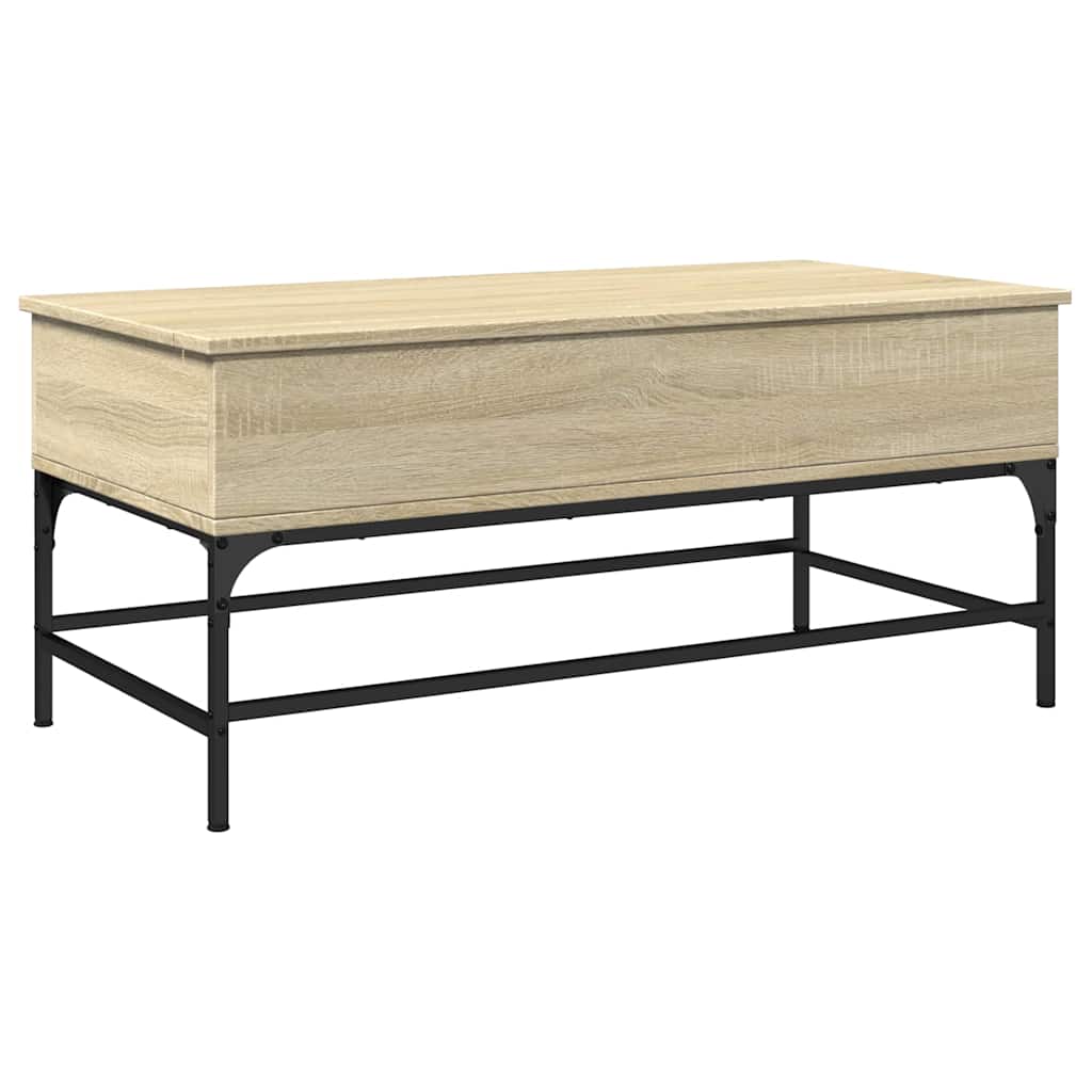 Mesa De Centro Madera Ingeniería Metal 100X50X45Cm