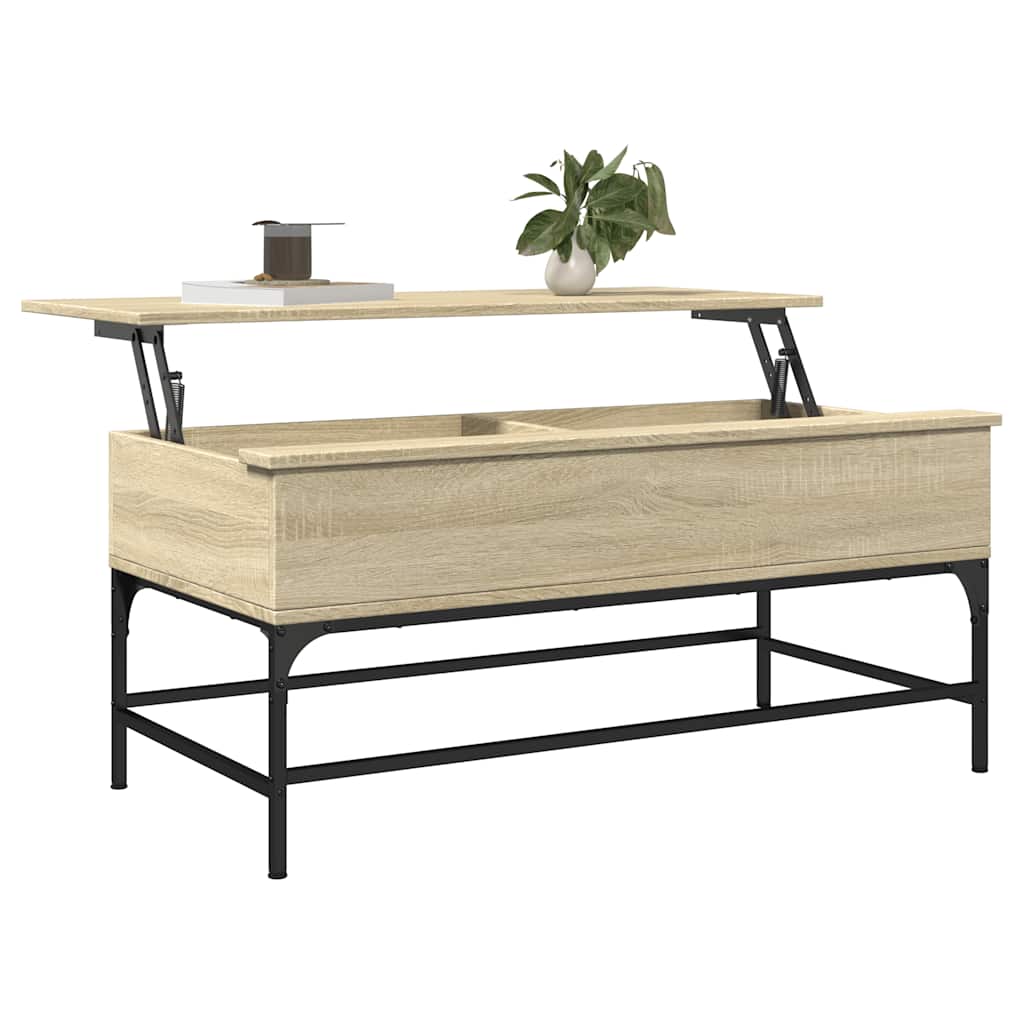 Mesa De Centro Madera Ingeniería Metal 100X50X45Cm
