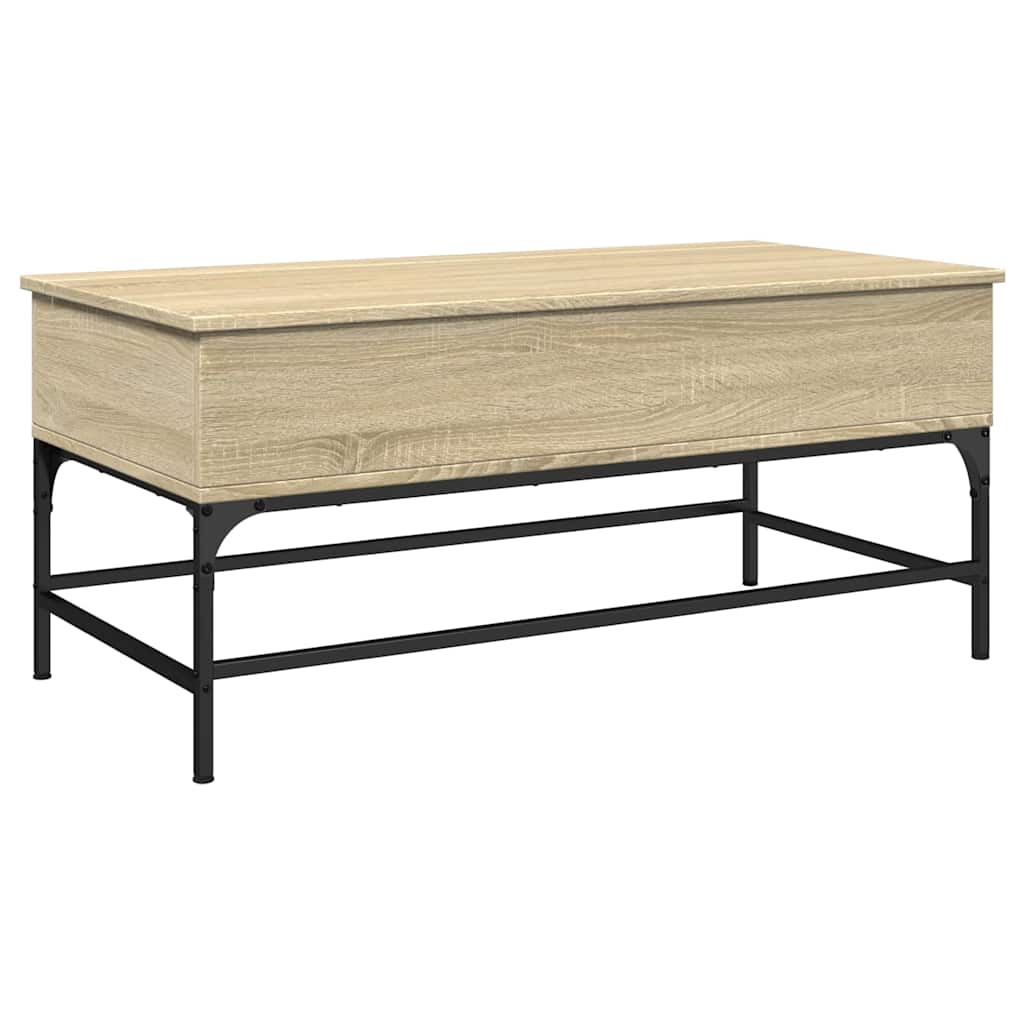 Mesa De Centro Madera Ingeniería Metal 100X50X45Cm