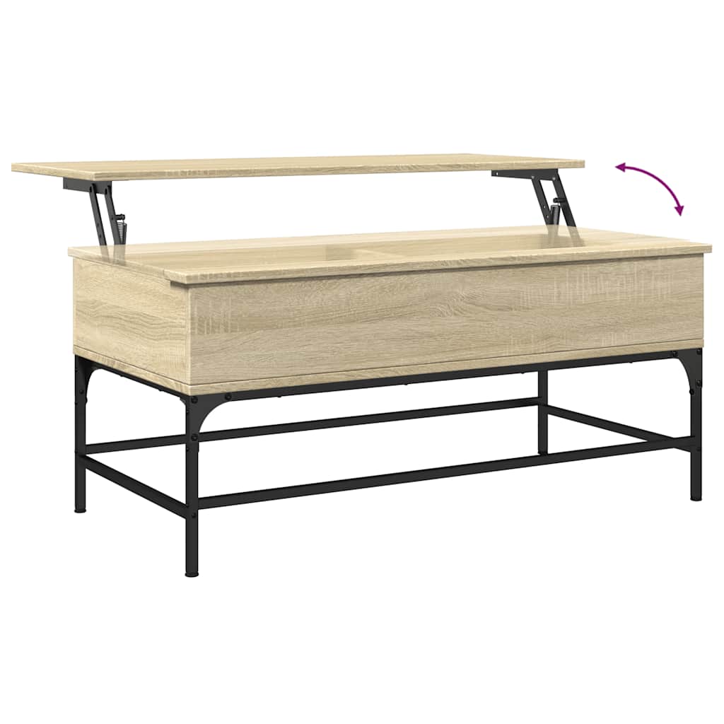 Mesa De Centro Madera Ingeniería Metal 100X50X45Cm