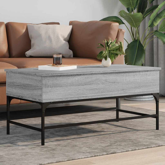 Mesa De Centro Madera Ingeniería Metal